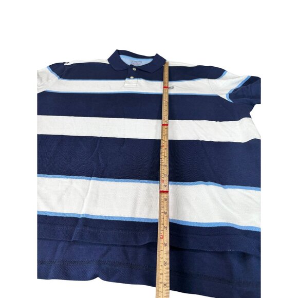 Chaps Mens Everyday Polo Shirt Blue & White Stripes XXL 100% Cotton - Picture 11 of 11
